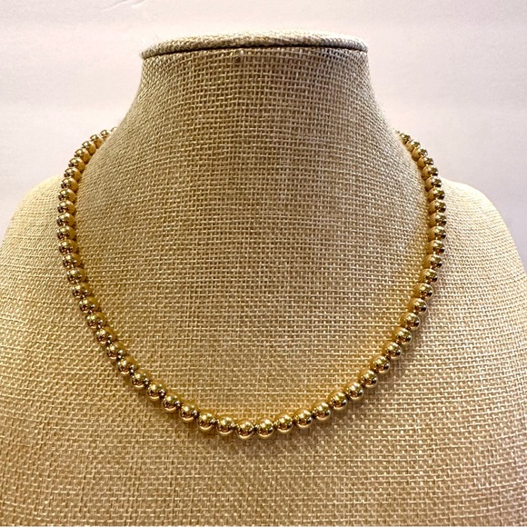 Vintage Napier Necklace- shiny gold tone ball beads, collar length - Picture 2 of 12